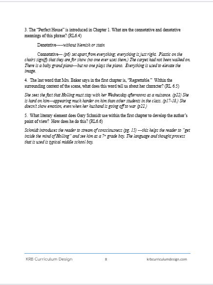 6-8 The Wednesday Wars Curriculum Guide