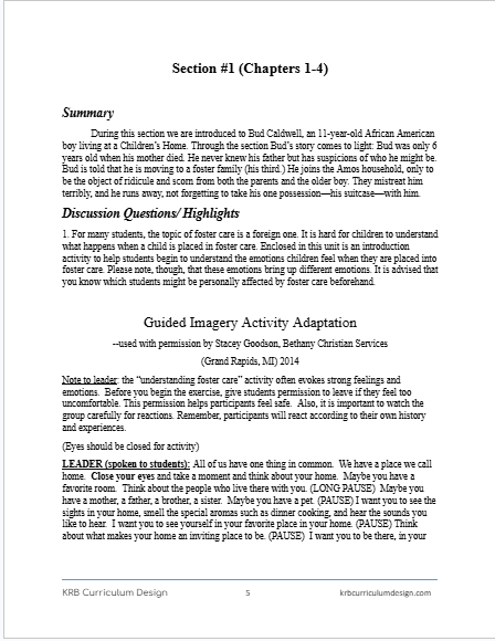 Bud, Not Buddy Curriculum Guide