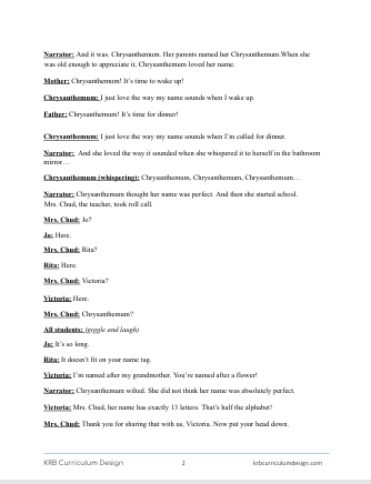 Chrysanthemum Reader's Theater (ENCOURAGEMENT)