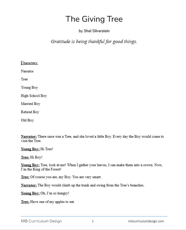 The Giving Tree Reader's Theater (GRATITUDE)