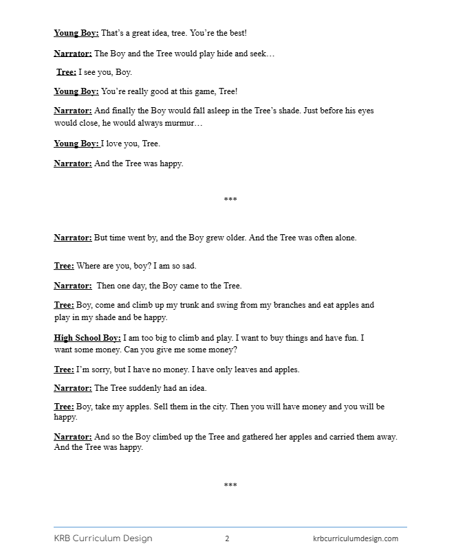 The Giving Tree Reader's Theater (GRATITUDE)